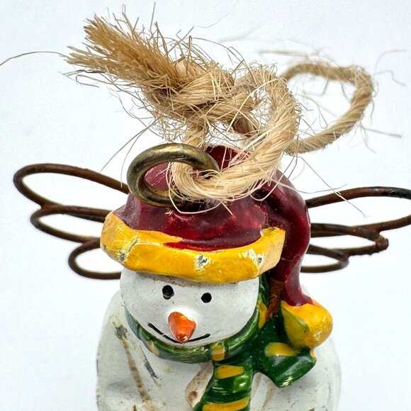 Set Of 3 Christmas SnowmanThemed Ornaments Resin Ceramic Paper Vintage - Picture 9 of 15